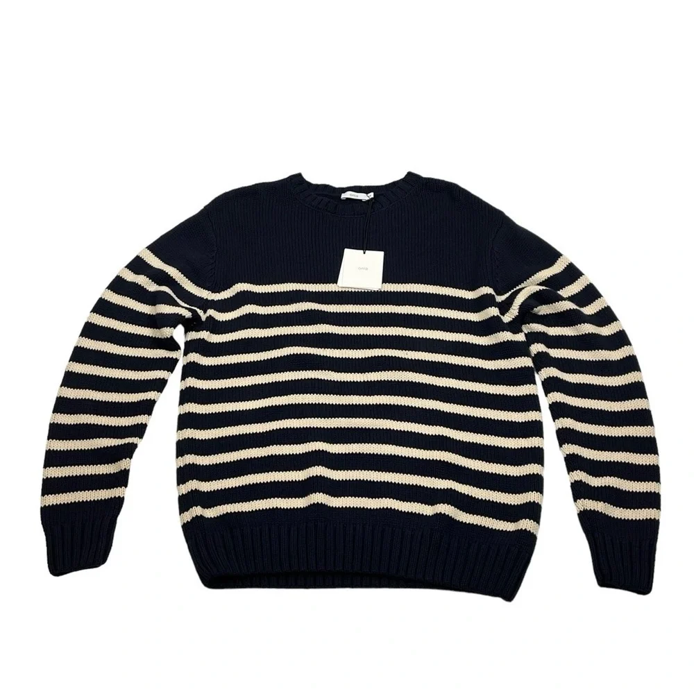 Onia Men's Boatneck Sweater Navy Striped Size M
